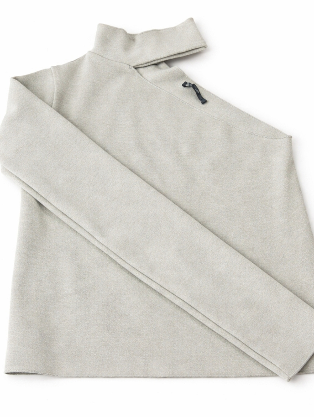 Zara Sweter Asymmetric Cutout Mock Neck Top Beige Small Size
